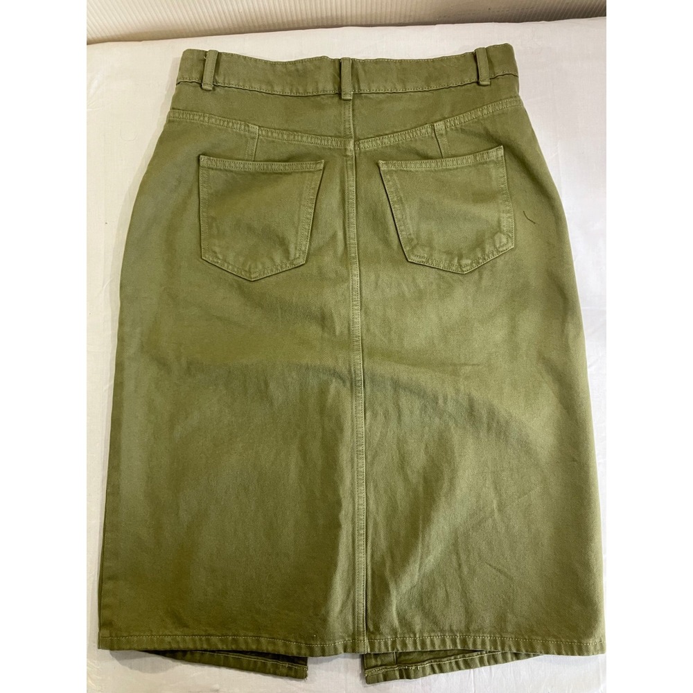 Michael Kors Womens Olive Green Cotton Button Front Midi Pencil Skirt Size 12 - Picture 8 of 9